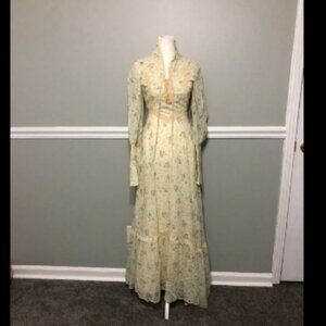 Vintage 1970s Gunne Sax Style Lace Maxi Dress